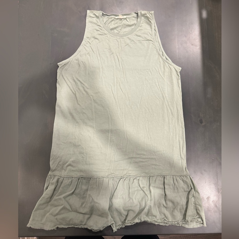 Nation LTD Drop Waist Ruffle Tank Dress Green Size Large